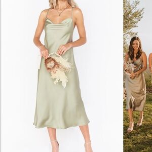 Show me your mumu cowl neck midi dress